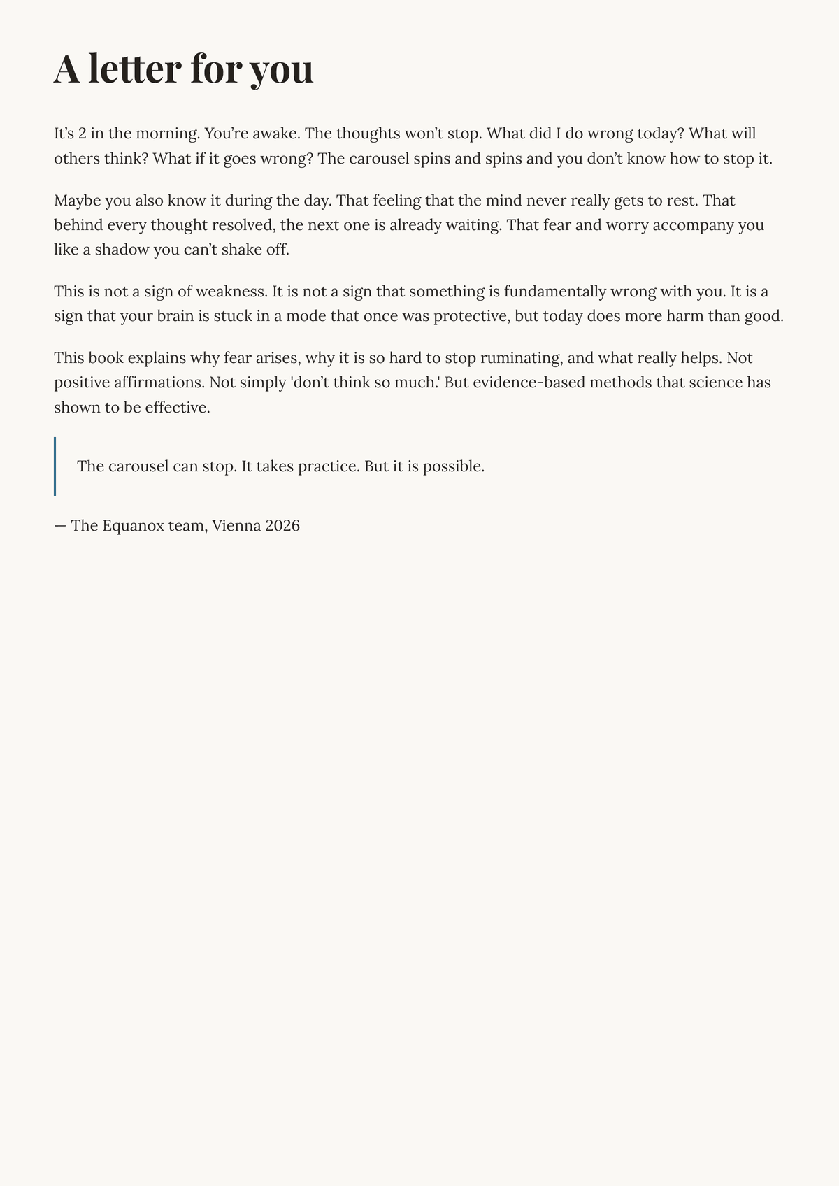 Calming the overthinking mind. — A letter to you