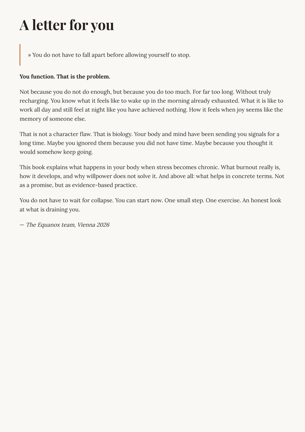 Running on empty. — A letter to you