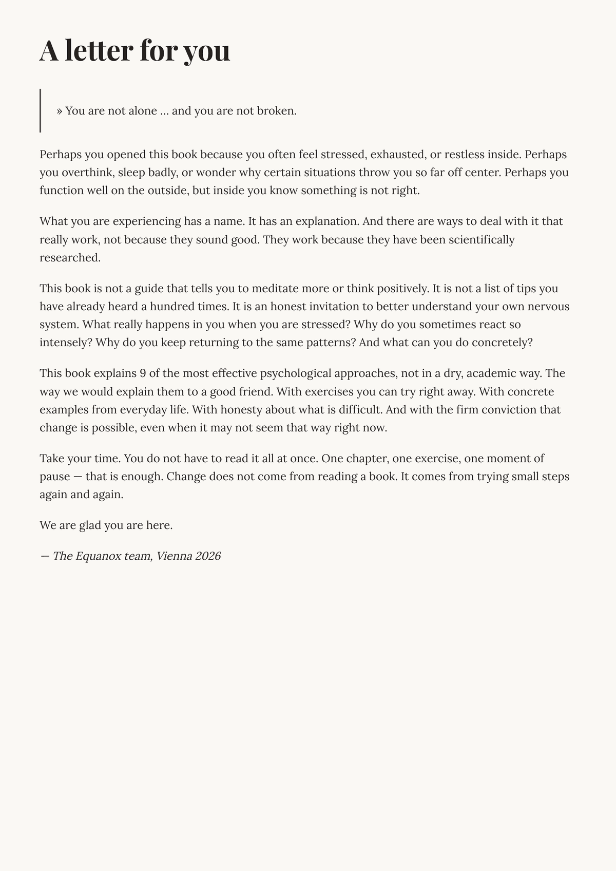 Understand your nervous system. — A letter to you