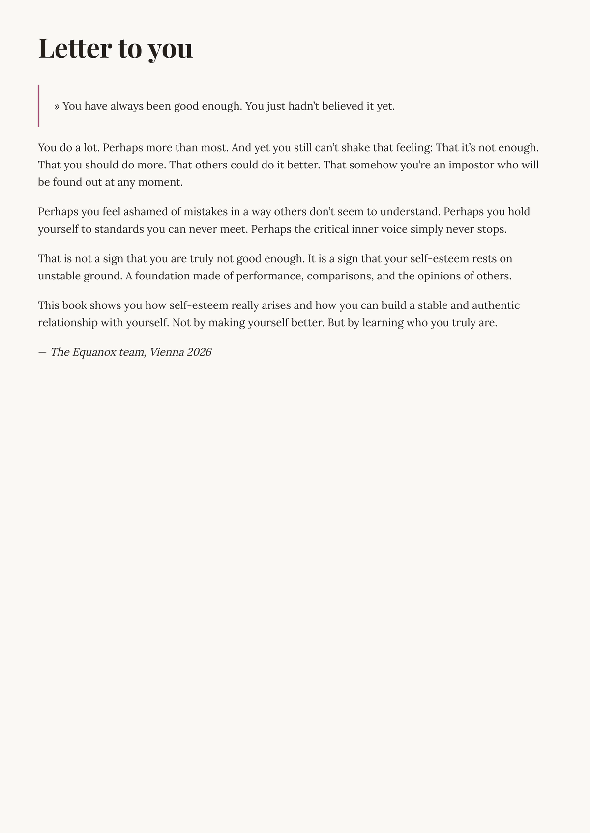 You're already enough. — A letter to you