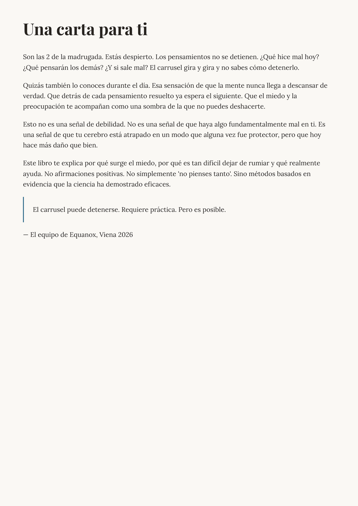 Para el carrusel de pensamientos. — Una carta para ti