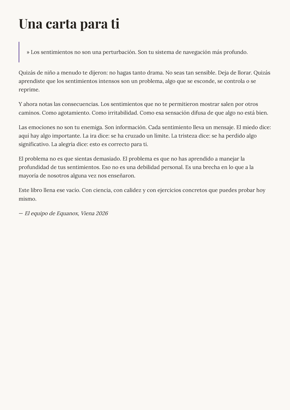 Sentir sin sentirse abrumado. — Una carta para ti
