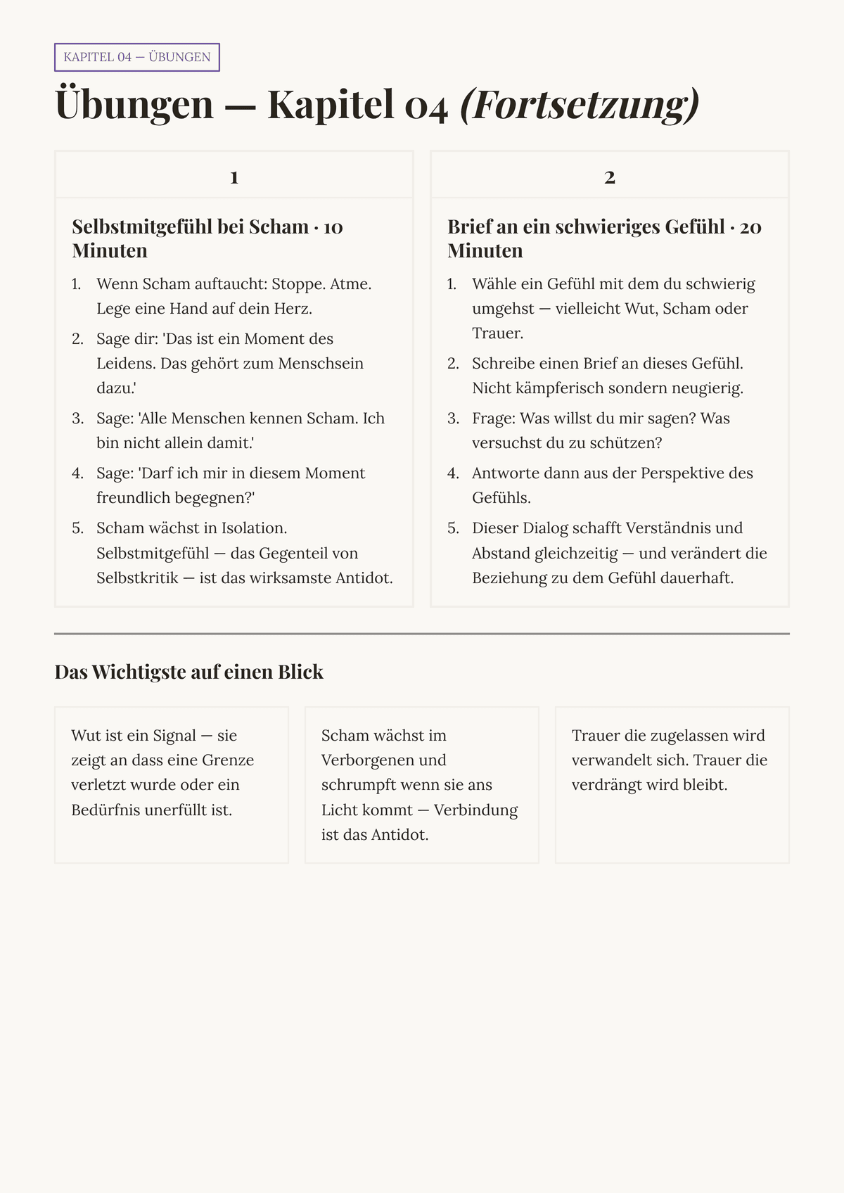 Fühlen ohne überwältigt zu werden. — Kapitel — Einblick