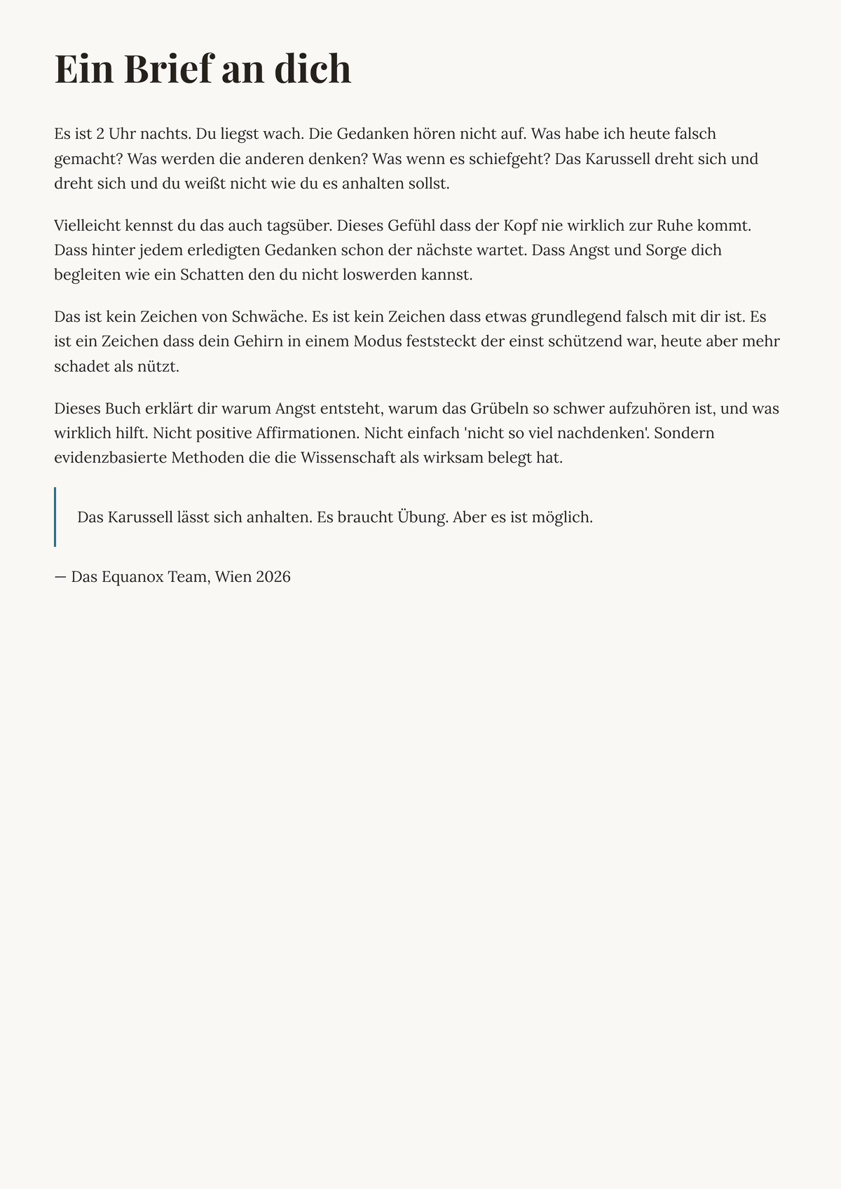 Das Gedankenkarussell stoppen. — Ein Brief an dich
