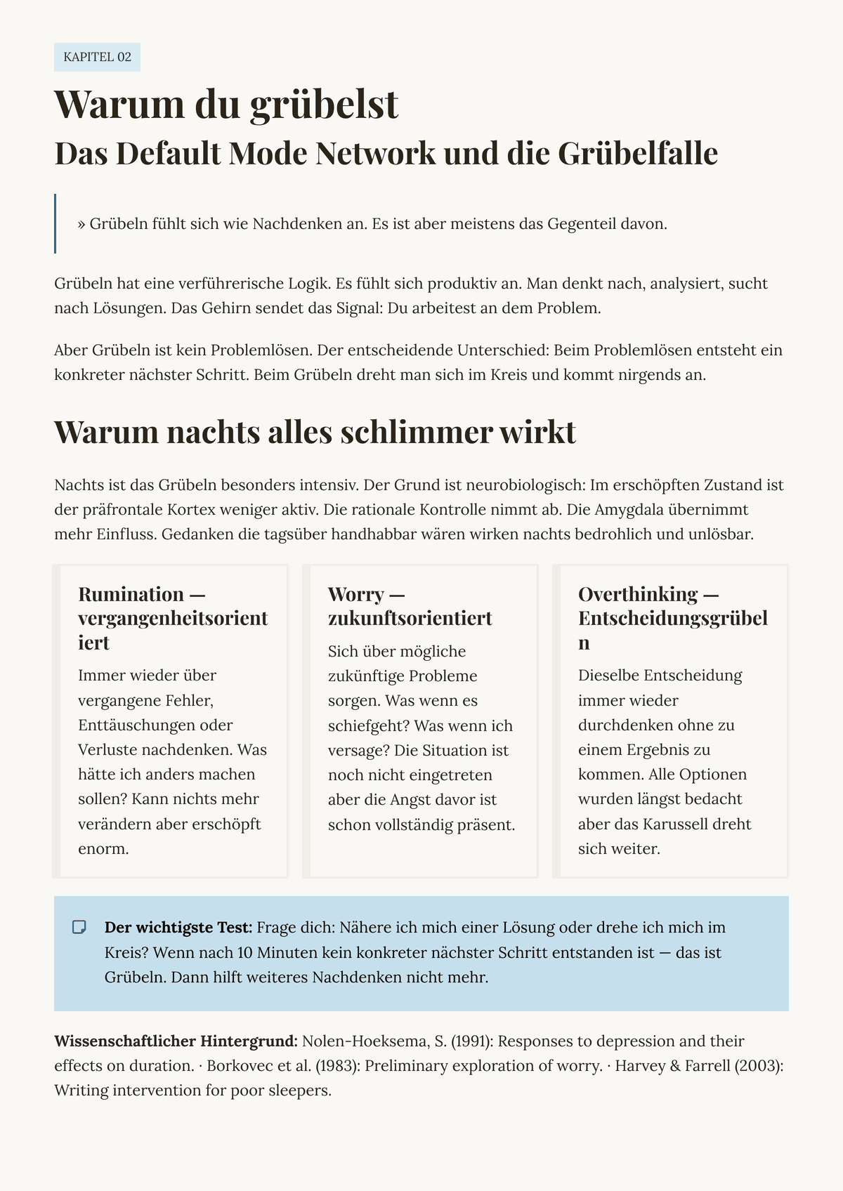 Das Gedankenkarussell stoppen. — Kapitel — Einblick