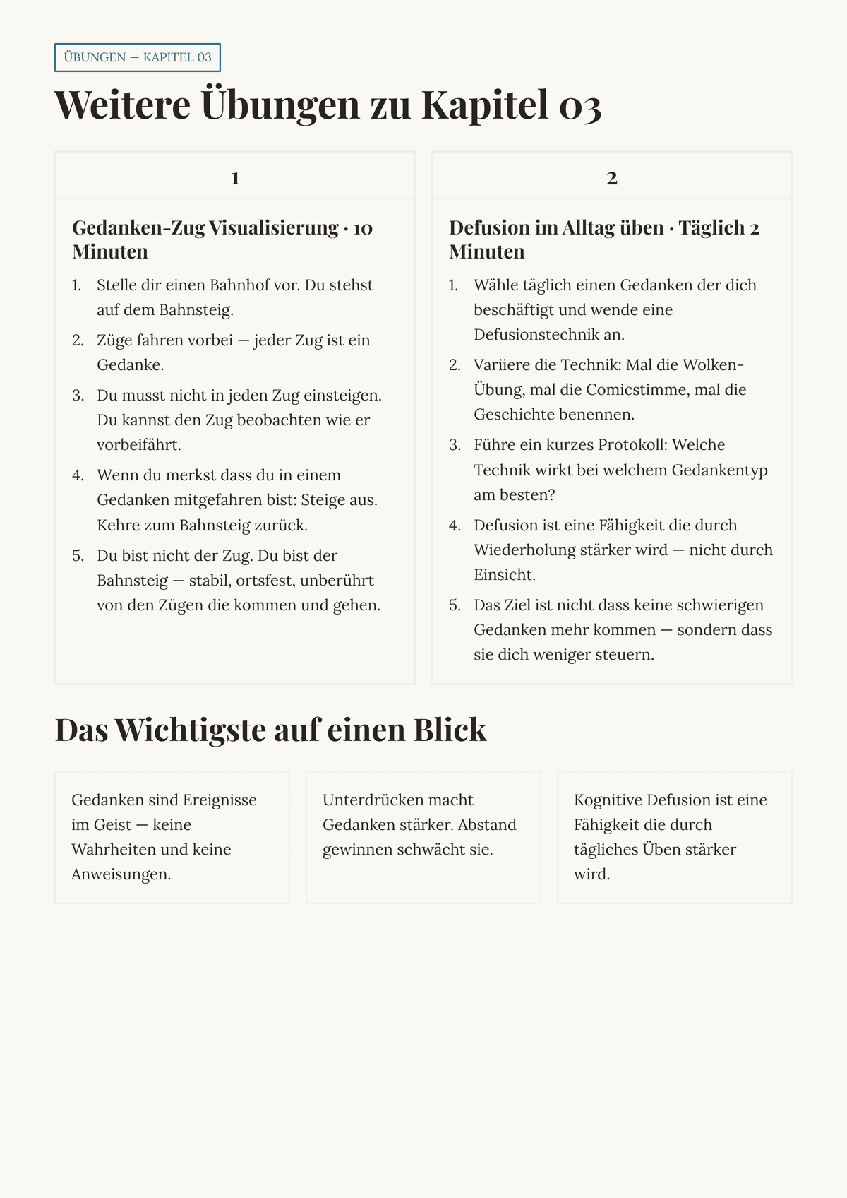 Das Gedankenkarussell stoppen. — Kapitel — Einblick