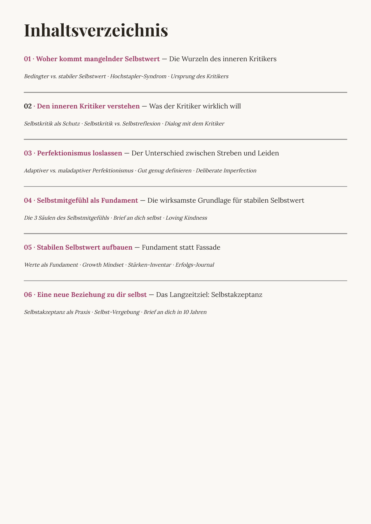 Gut genug — immer schon gewesen. — Inhaltsverzeichnis